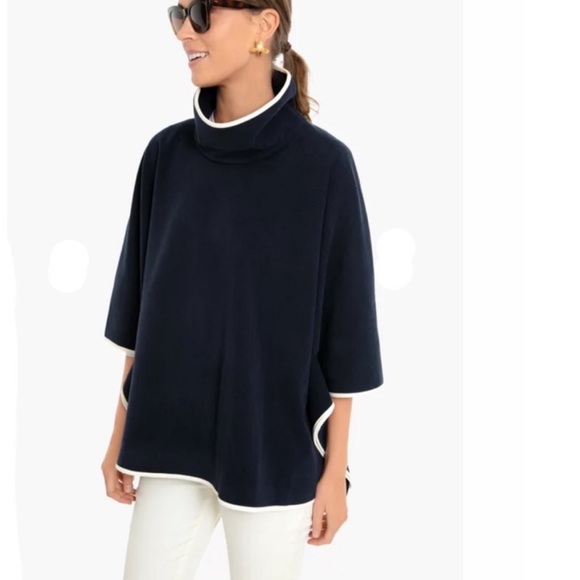 Tuckernuck Piper Leather Trim Funnel Neck Poncho OS - Picture 3 of 8